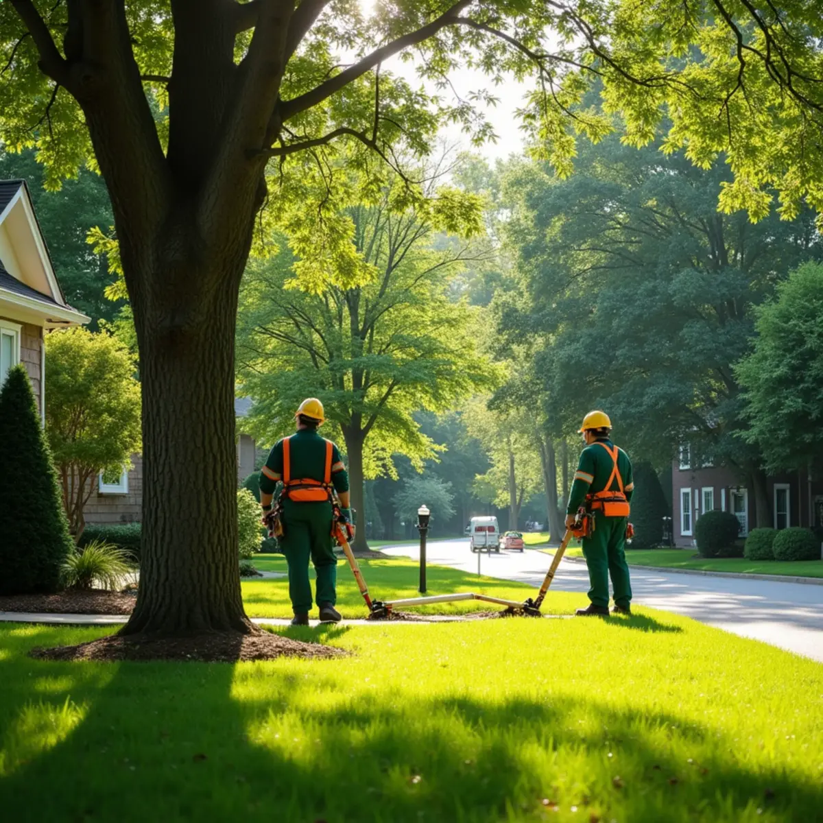 Pristine property condition and healthy trees following Fall Tree Care Checklist for Burke County Homeowners