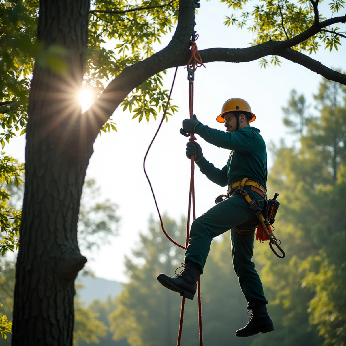 Precision technical rope rigging and lowering for Storm Damage Tree Removal
