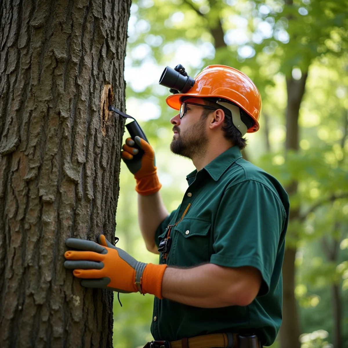Arborist conducting structural diagnostic assessment for Land Clearing in Morganton