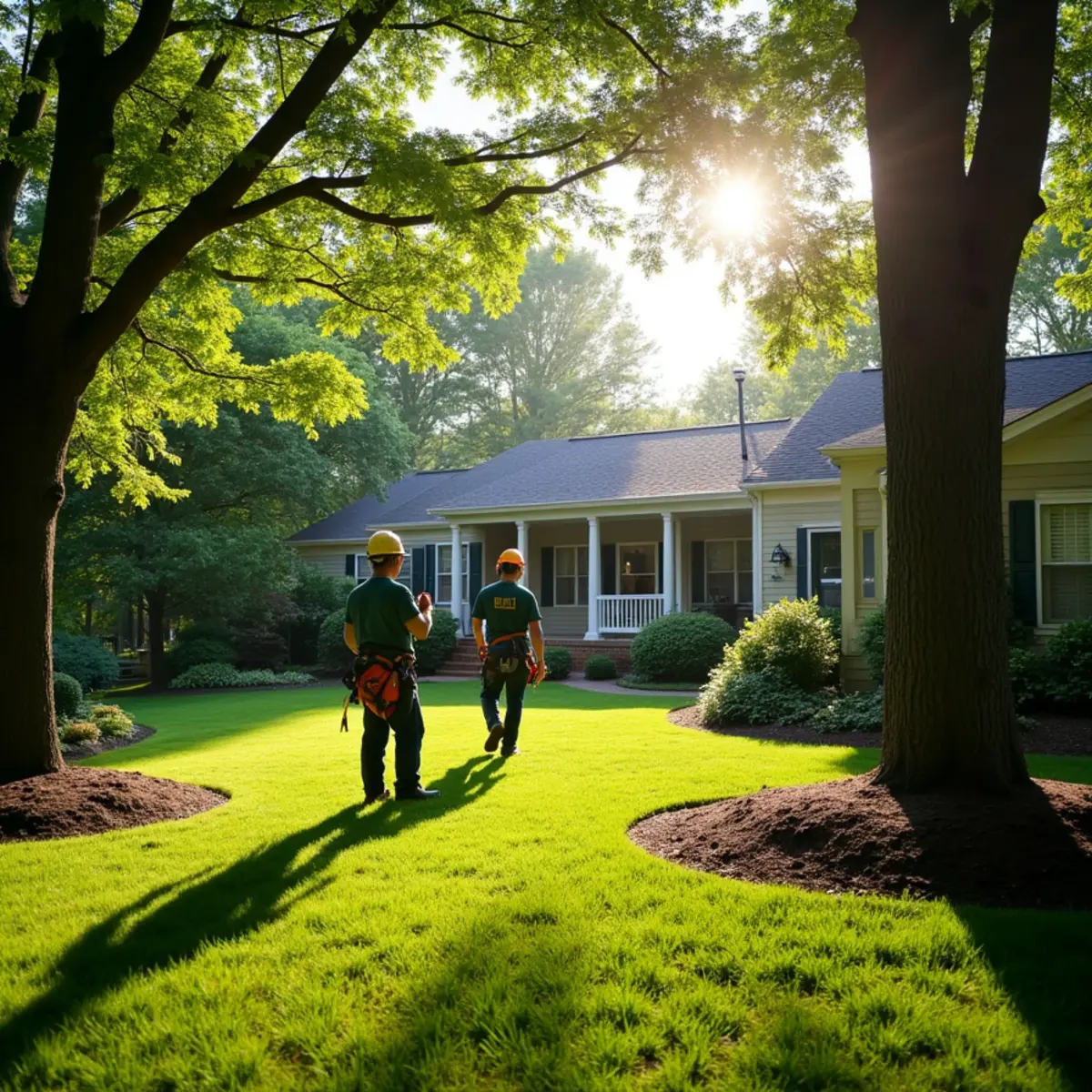 Mature shade tree canopy on residential property in Burnsville, NC