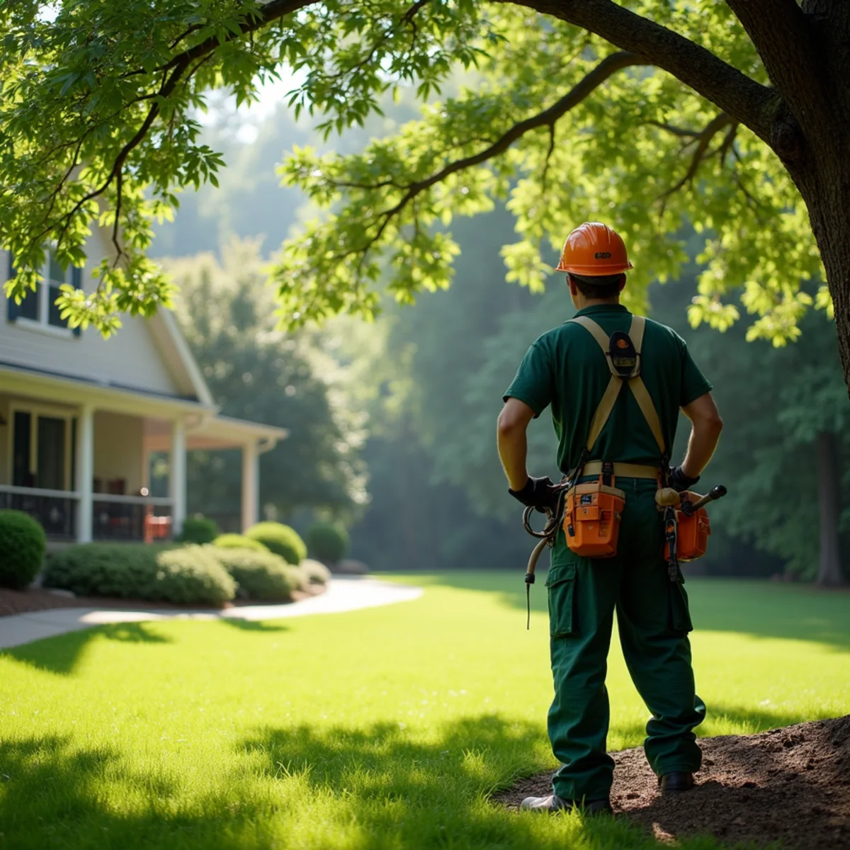 Mature shade tree canopy on residential property in Fletcher, NC