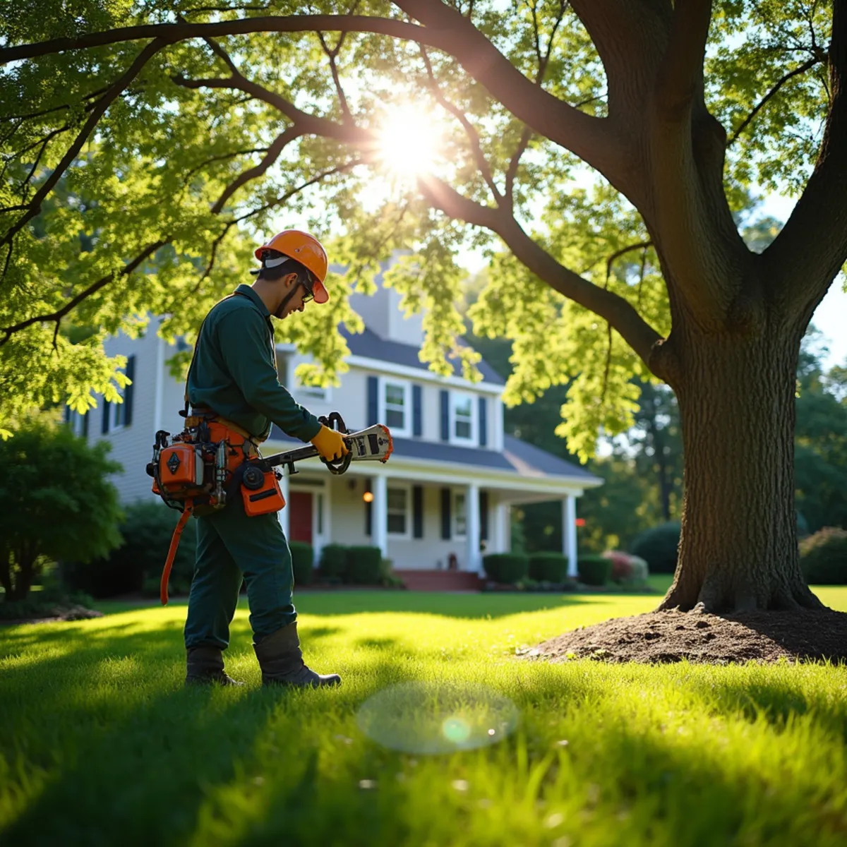 Mature shade tree canopy on residential property in Hickory, NC
