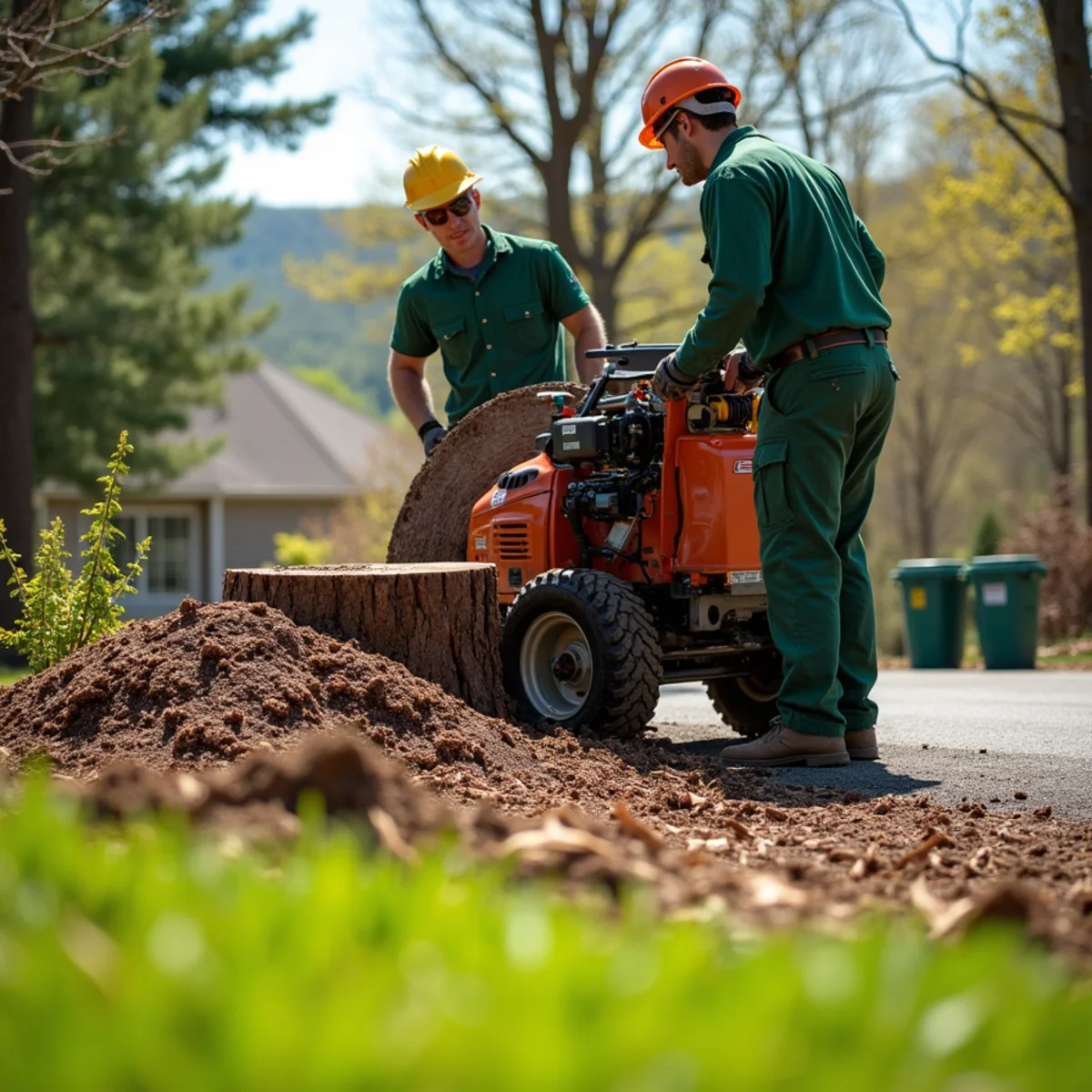 Commercial stump grinding and yard restoration in Hickory, NC