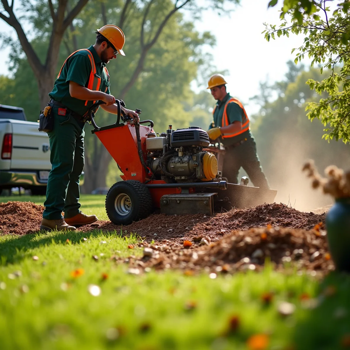 Commercial stump grinding and yard restoration in Long View, NC