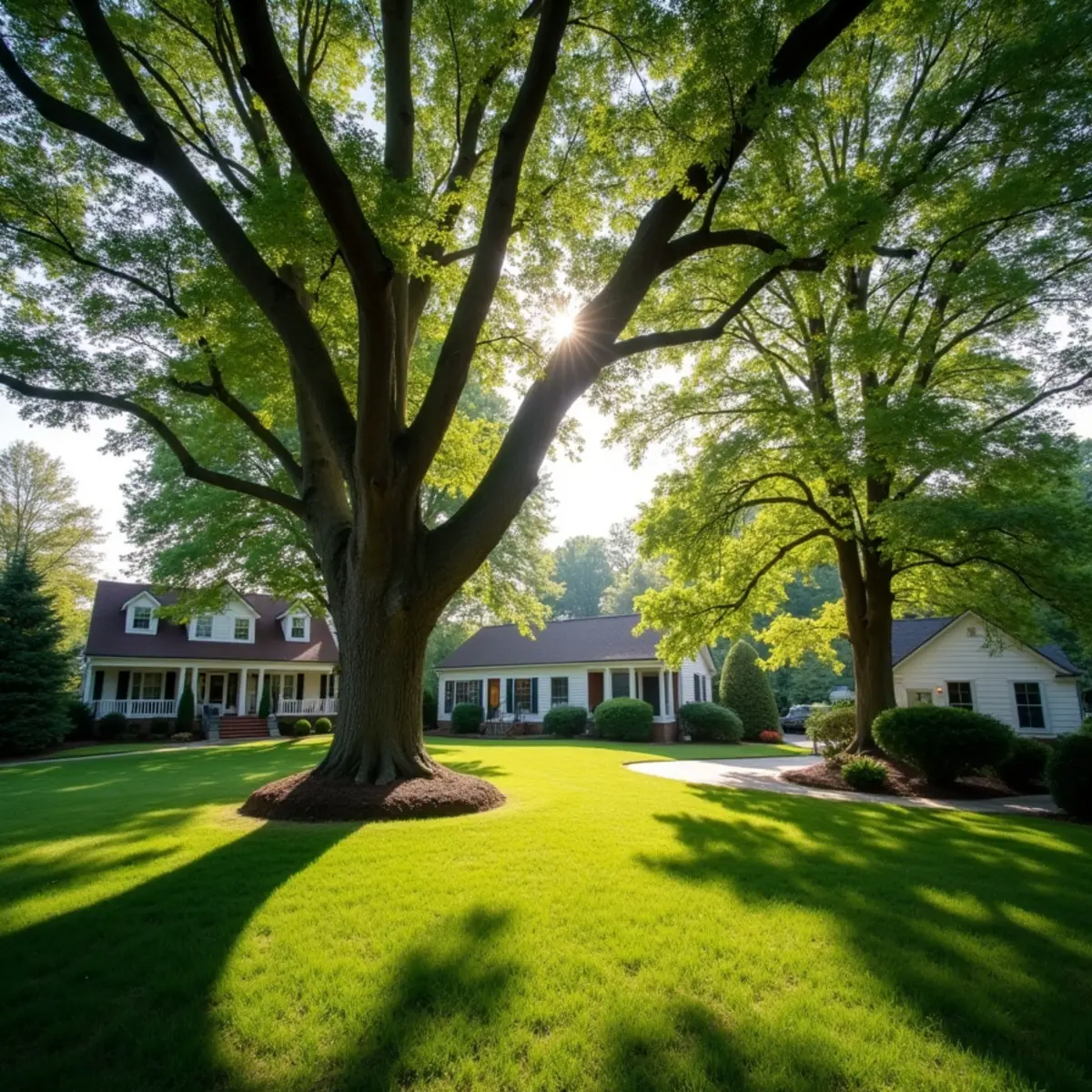 Mature shade tree canopy on residential property in Marion, NC