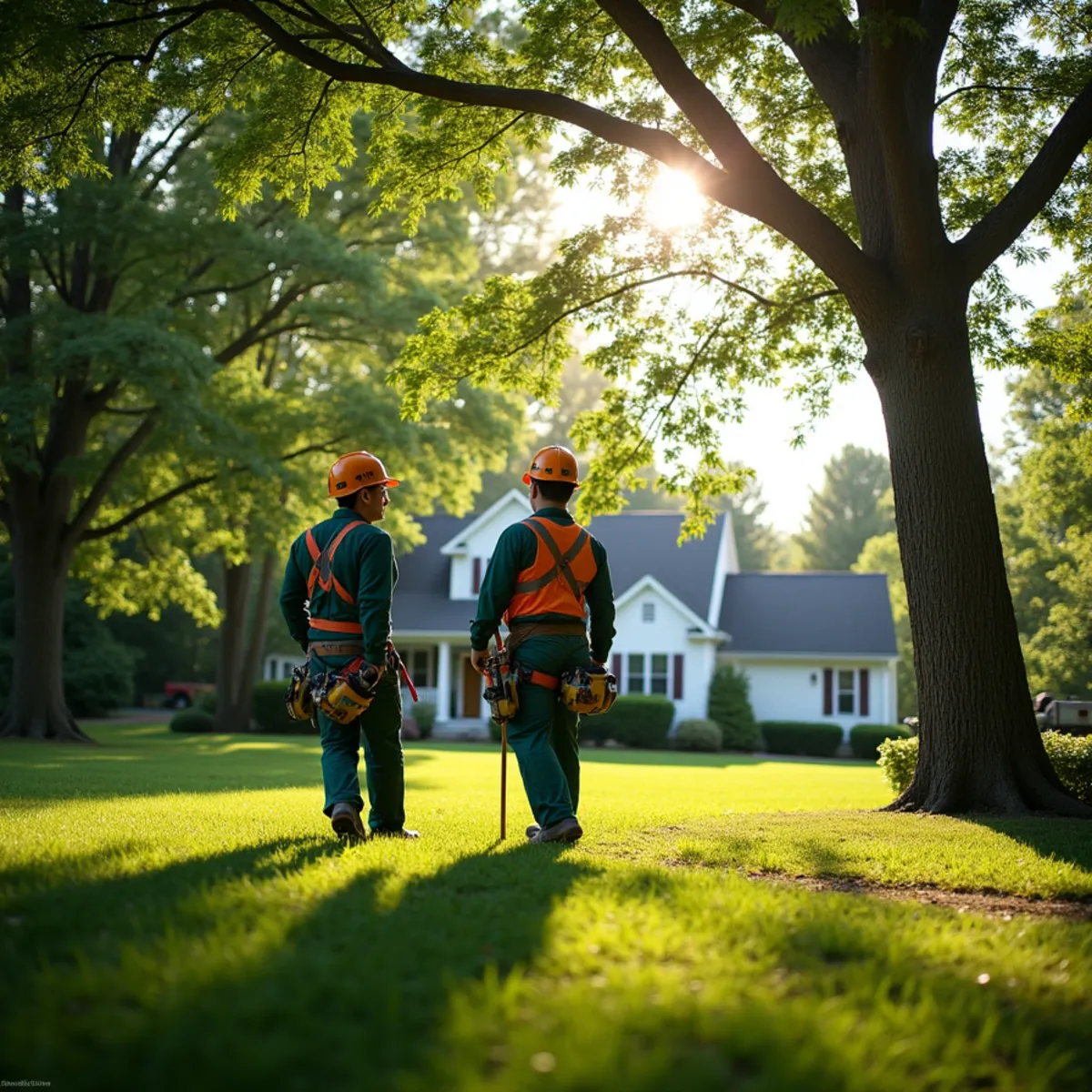 Mature shade tree canopy on residential property in Sawmills, NC