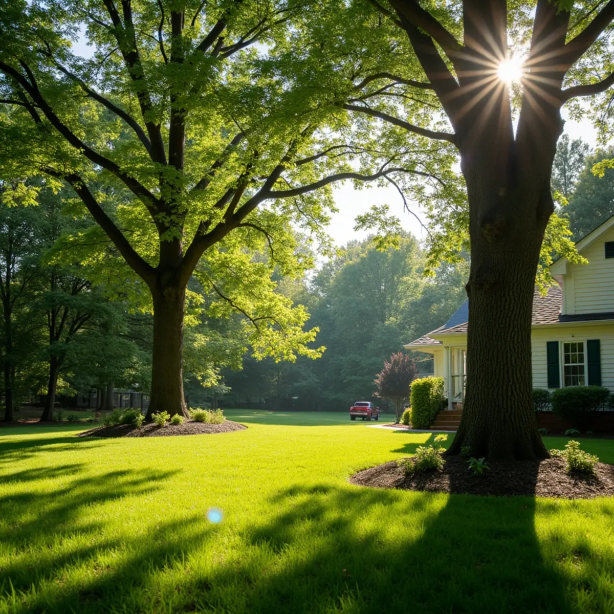 Mature shade tree canopy on residential property in Sherrills Ford, NC