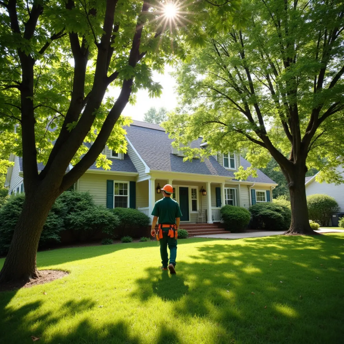 Mature shade tree canopy on residential property in Valdese, NC