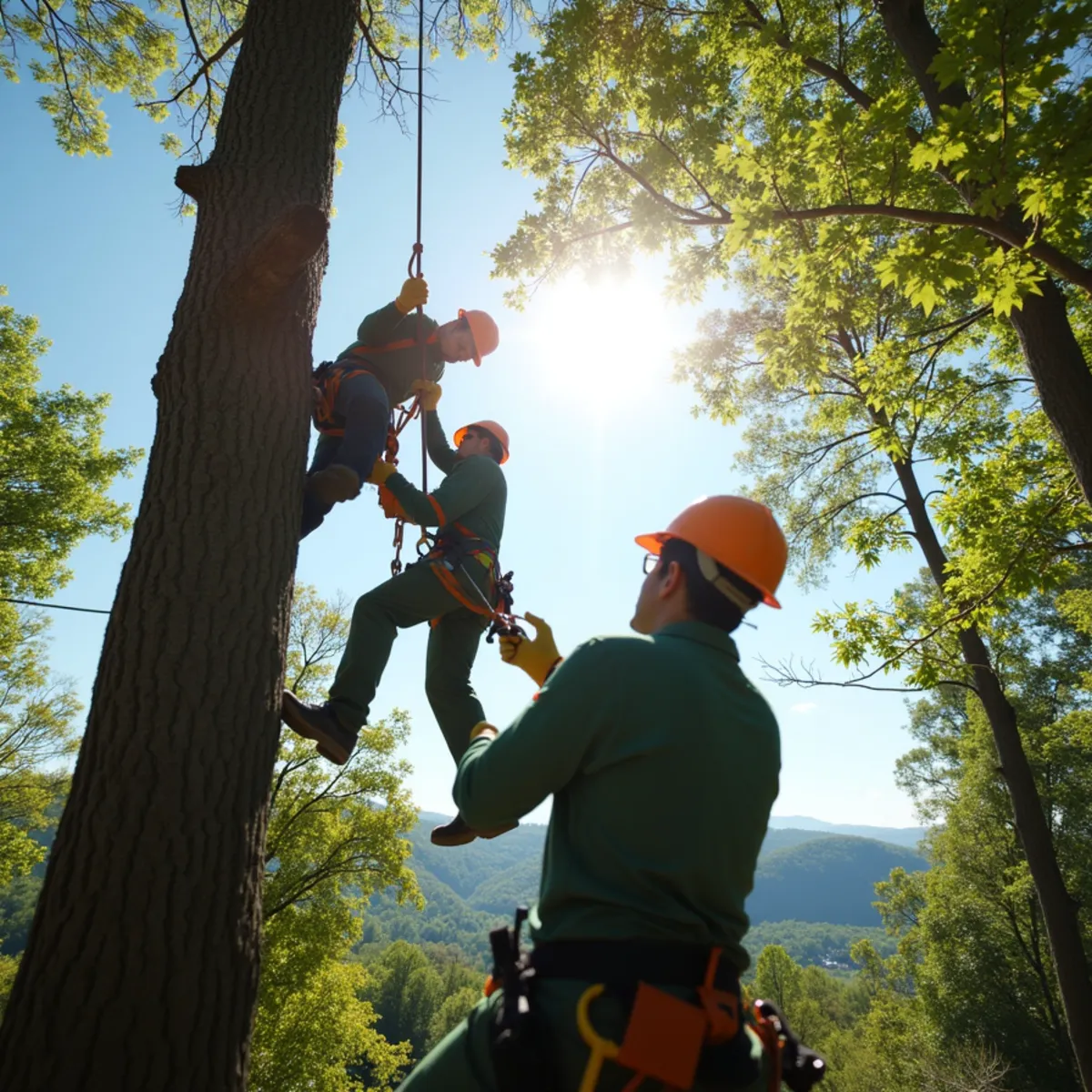 Precision technical rope rigging and lowering for Tree Transplanting