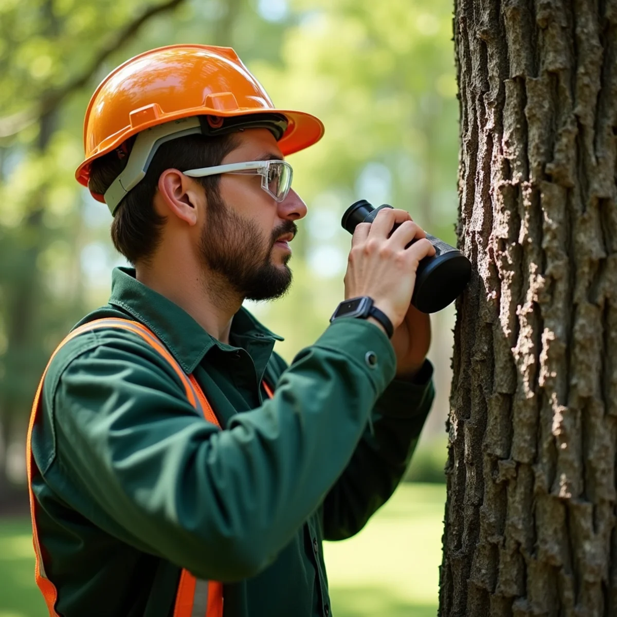 Arborist conducting structural diagnostic assessment for Tree Pruning in Morganton