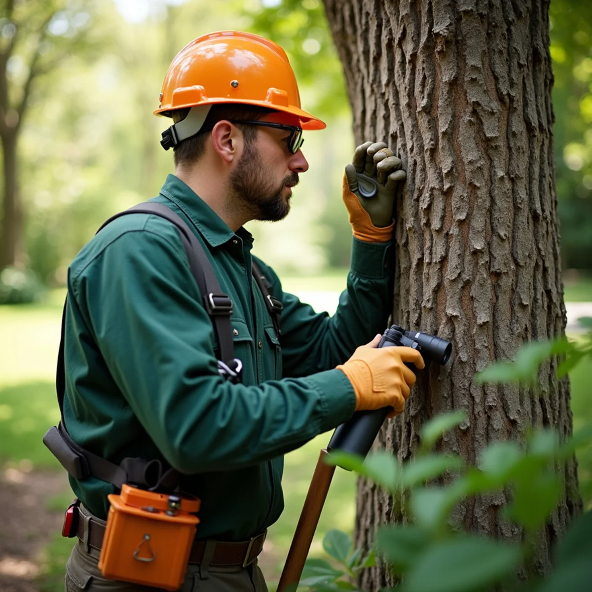 Arborist conducting structural diagnostic assessment for Dead Tree Removal in Morganton