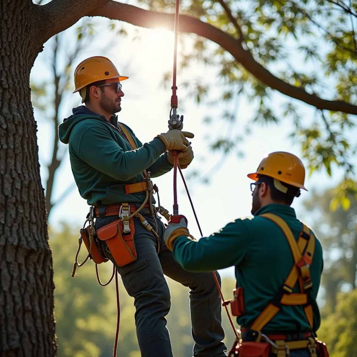 Precision technical rope rigging and lowering for Dead Tree Removal