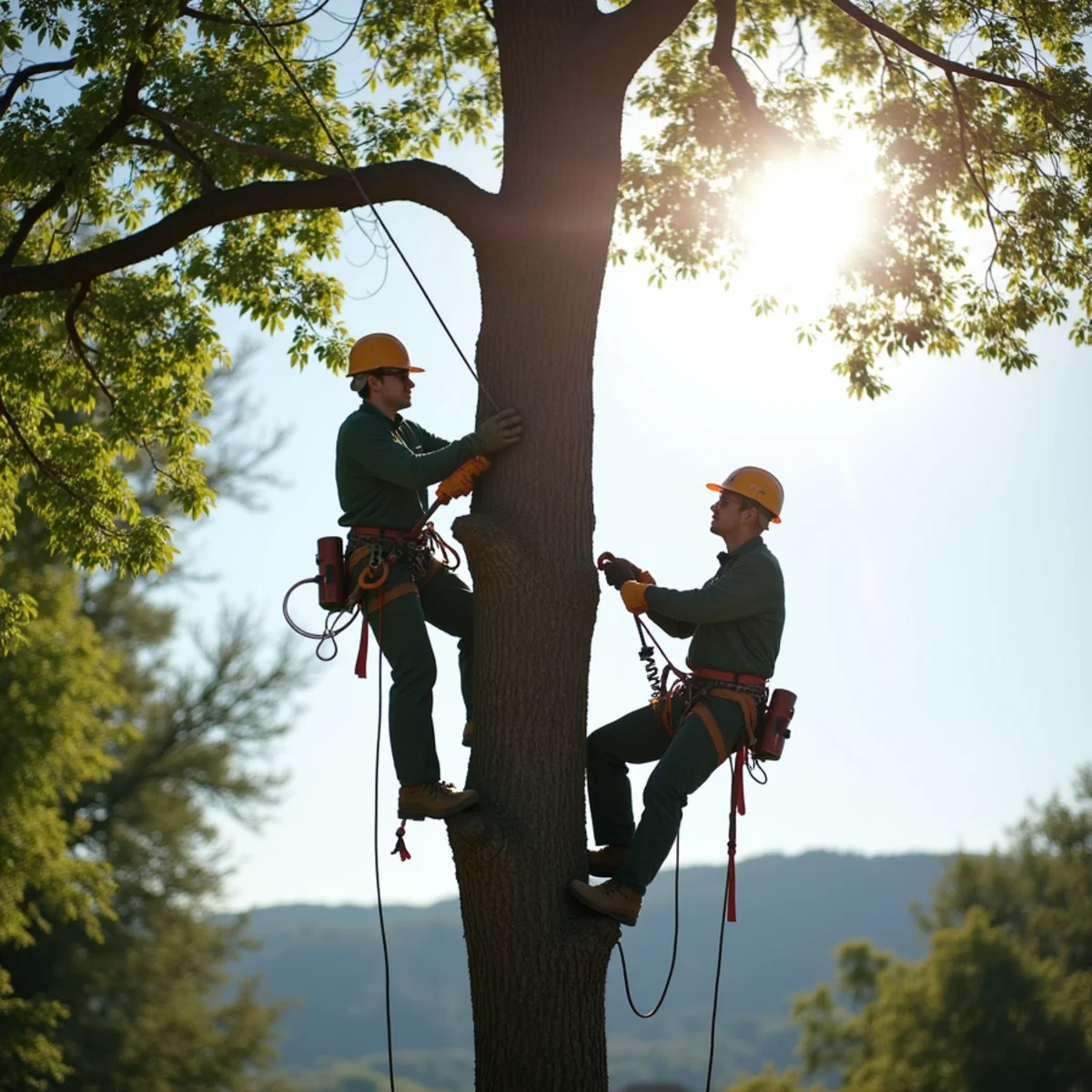 Precision technical rope rigging and lowering for Hazardous Tree Removal
