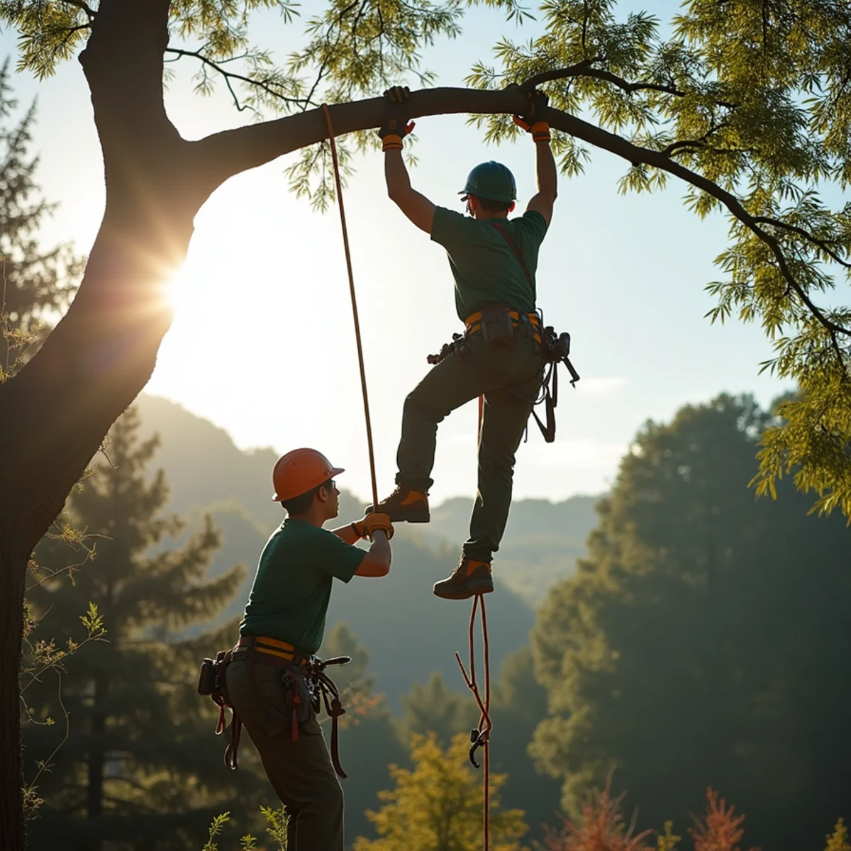 Precision technical rope rigging and lowering for Tree Removal Near Houses