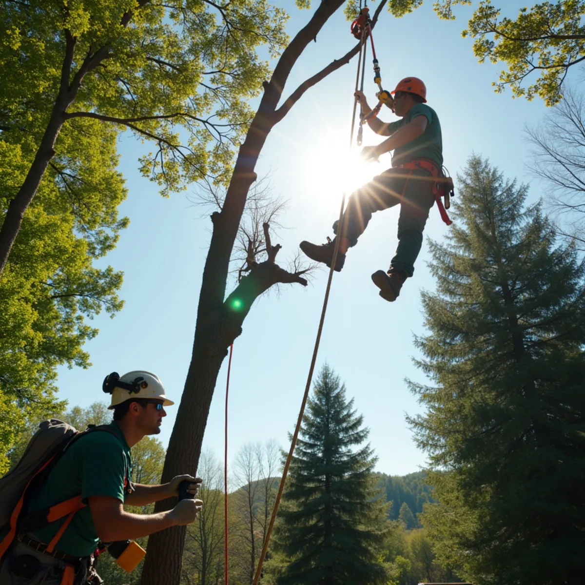 Precision technical rope rigging and lowering for Tree Trimming